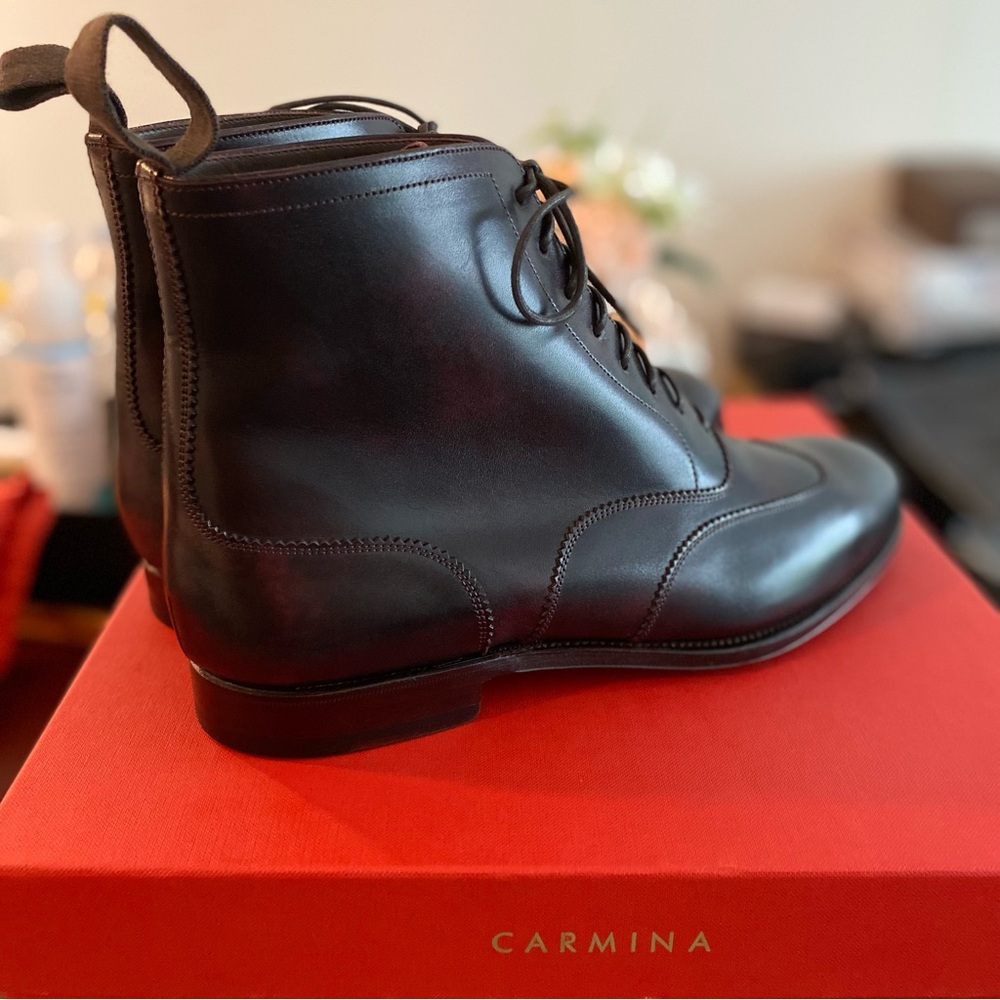 Carmina Wingtip Boot Museum Burgundy - Picture 4 of 5